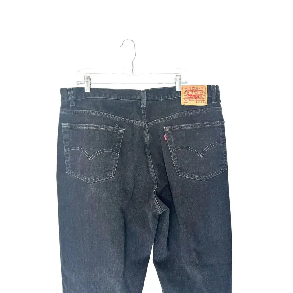 Levi's Jeans Men's Black 550 Relaxed Fit Straight Leg Cotton Rugged Size 42 x 30